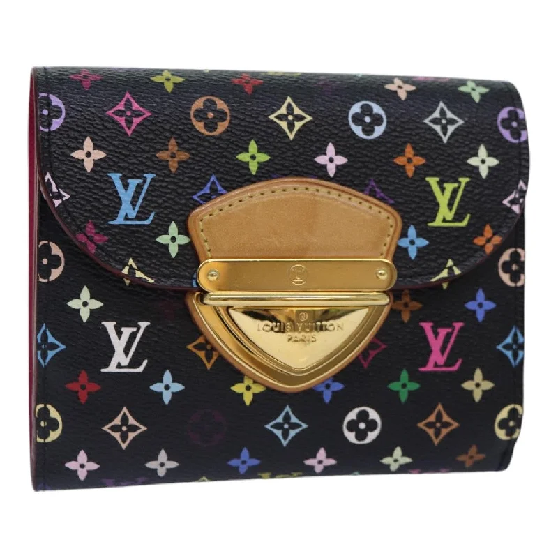 Louis Vuitton bags with a front - flap pocket for quick - access itemsLOUIS VUITTON Multicolor Portefeuille Koala Wallet Black M58015 LV Auth 88456A