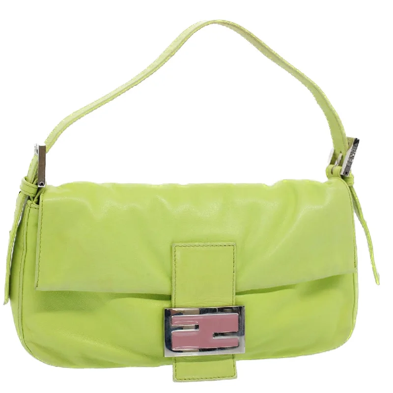 Ladies Fendi shoulder bags with a detachable key fob for easy key managementFENDI Mamma bucket Shoulder Bag Leather Green 2318 26424 008  54704