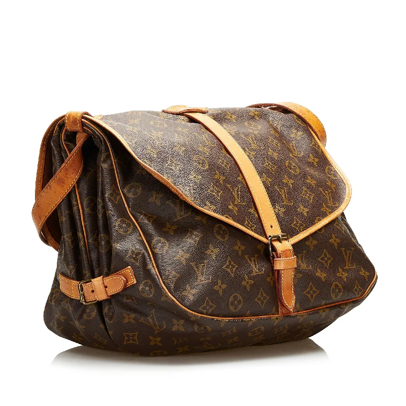 Louis Vuitton bags with a chain - link trim and a leather body for a modern edgeLouis Vuitton Monogram Saumur 35 35236)