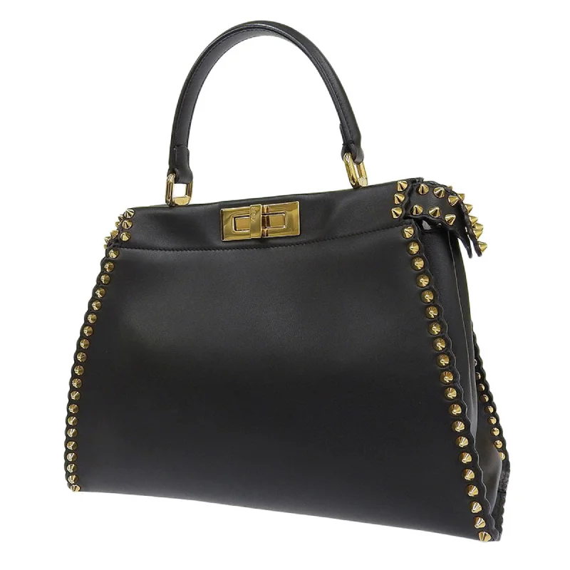 Fendi bags with a chain - link trim and a leather body for a modern and edgy lookFendi peekaboo studs handbag leather black