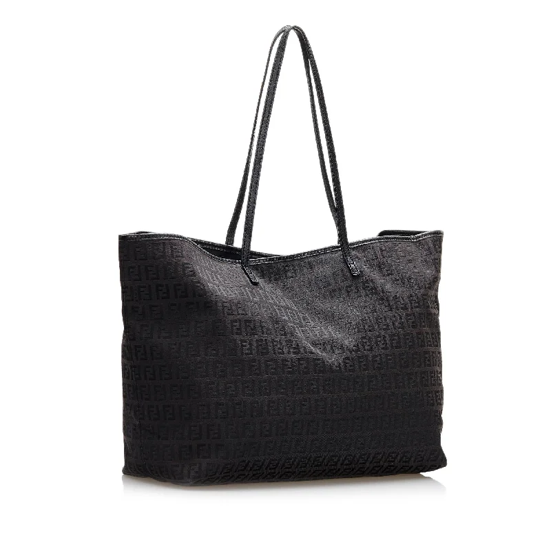 Fendi handbags with a beaded trim for a glamorous and eye - catching lookFendi Zucchino Roll Tote (SHG-36969)