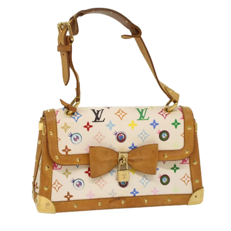 Louis Vuitton bags with a zippered interior pocket for better organizationLOUIS VUITTON Multicolor Ribbon Pochette I Miss You Bag White M92051 Auth 53120