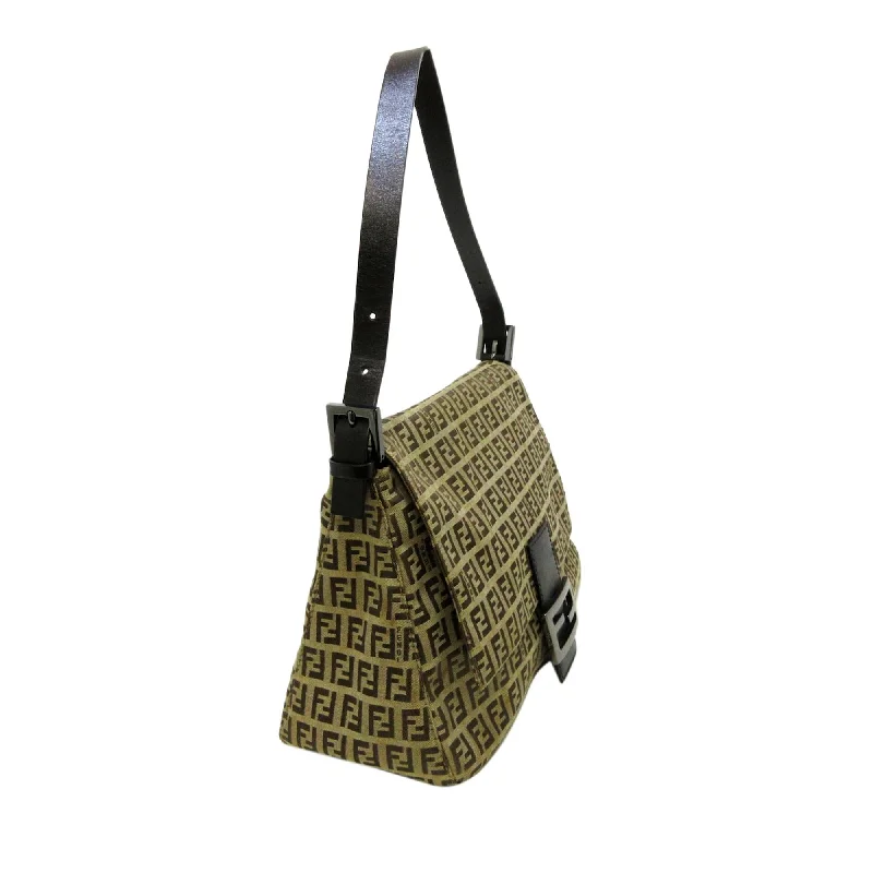 Fendi tote bags with a reinforced bottom for increased durabilityFendi Zucchino Mamma Forever Shoulder Bag (SHG-36071)