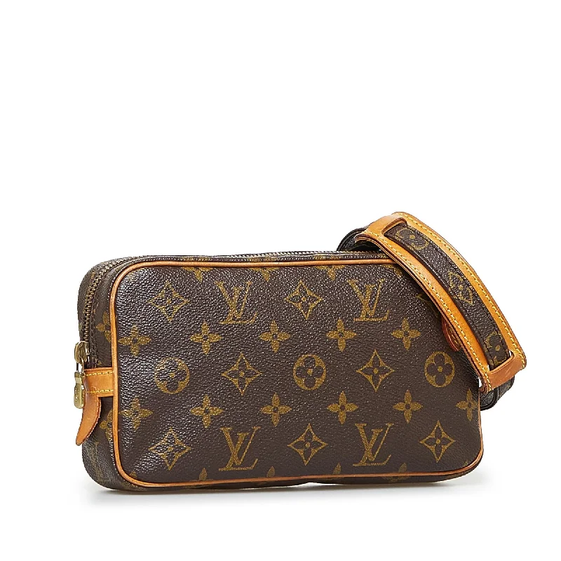 Louis Vuitton handbags with a back - zip pocket for storing valuablesLouis Vuitton Monogram Pochette Marly Bandouliere (necMER)