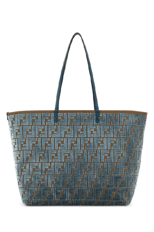 Fendi tote bags with a water - resistant lining for practicality during rainy daysFendi Women Embroidered Chenille Large Roll Shopping Bag