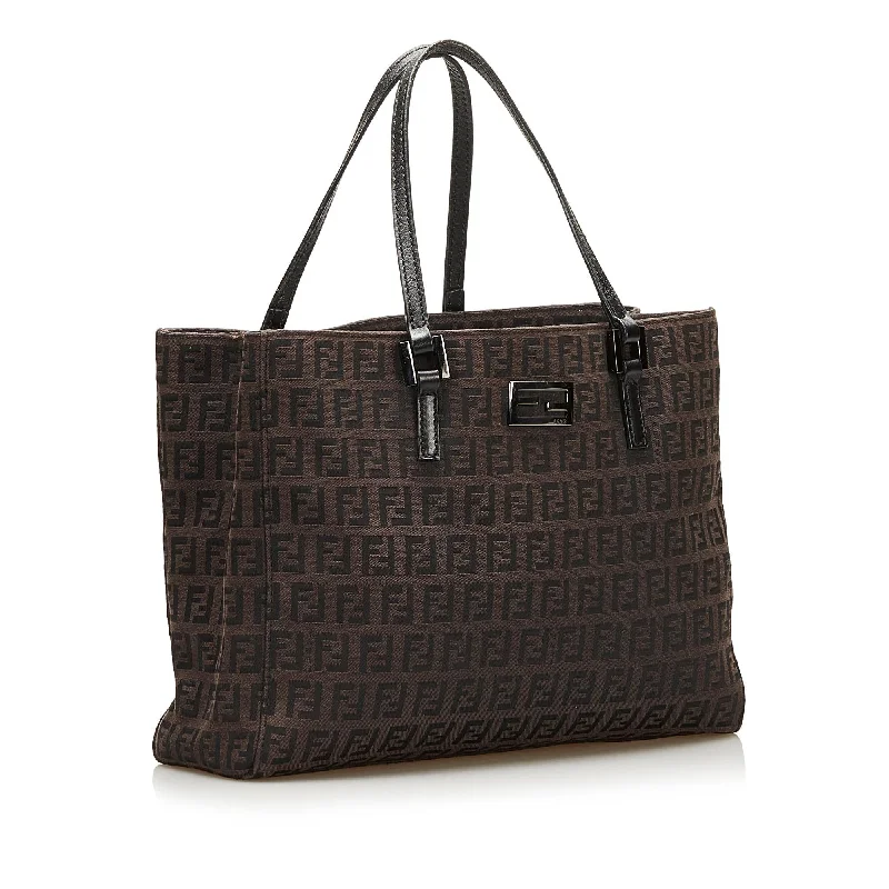 Ladies Fendi Peekaboo bags with a front - pocket organizer for quick access to essentialsFendi Zucchino Tote (SHG-35283)