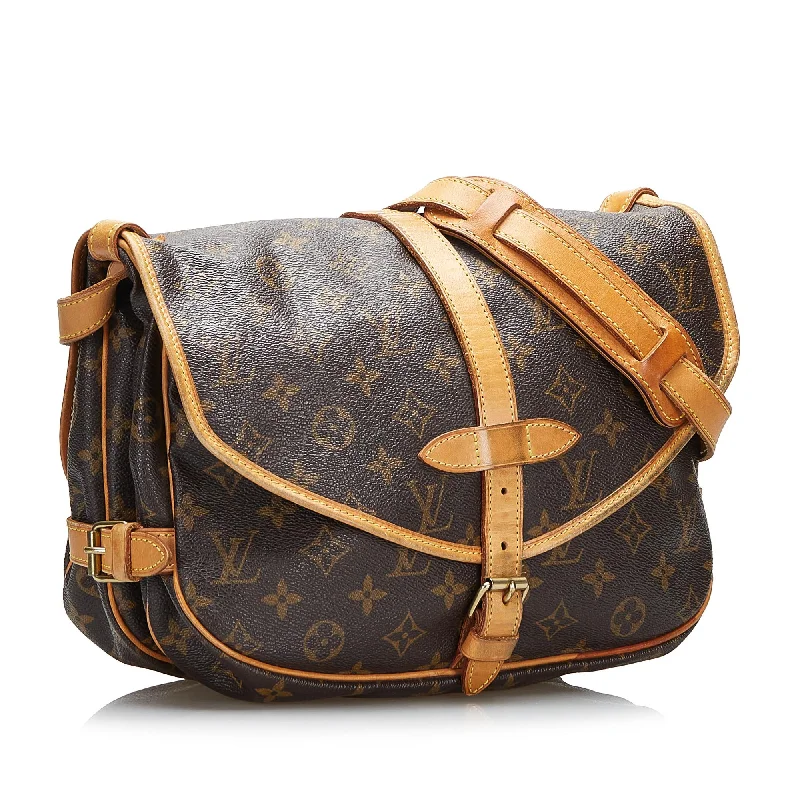 Ladies Louis Vuitton handbags with a detachable coin purse insideLouis Vuitton Monogram Saumur 30 (gTD124)