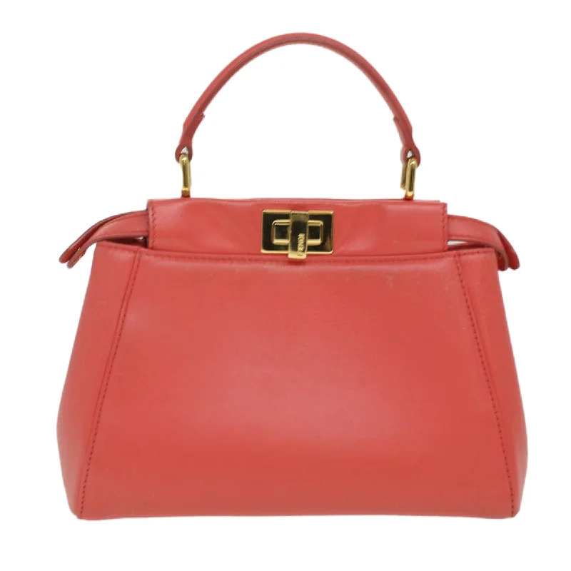 Fendi backpacks with a built - in lock for added securityFENDI micro picaboo Hand Bag Leather 2way Orange  am3883