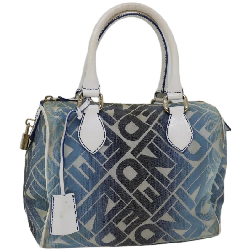 Fendi Baguette bags with a hand - embroidered floral design for a romantic and elegant touchFENDI Mini Boston Bag Canvas Blue  yk10944