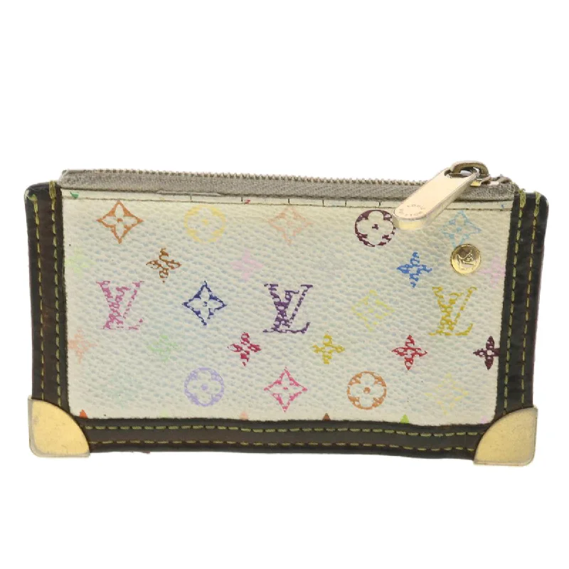 Louis Vuitton Alma bags featuring the signature top - handle designLOUIS VUITTON Multicolor Pochette Cles Coin Purse White M92655 LV Auth 37242