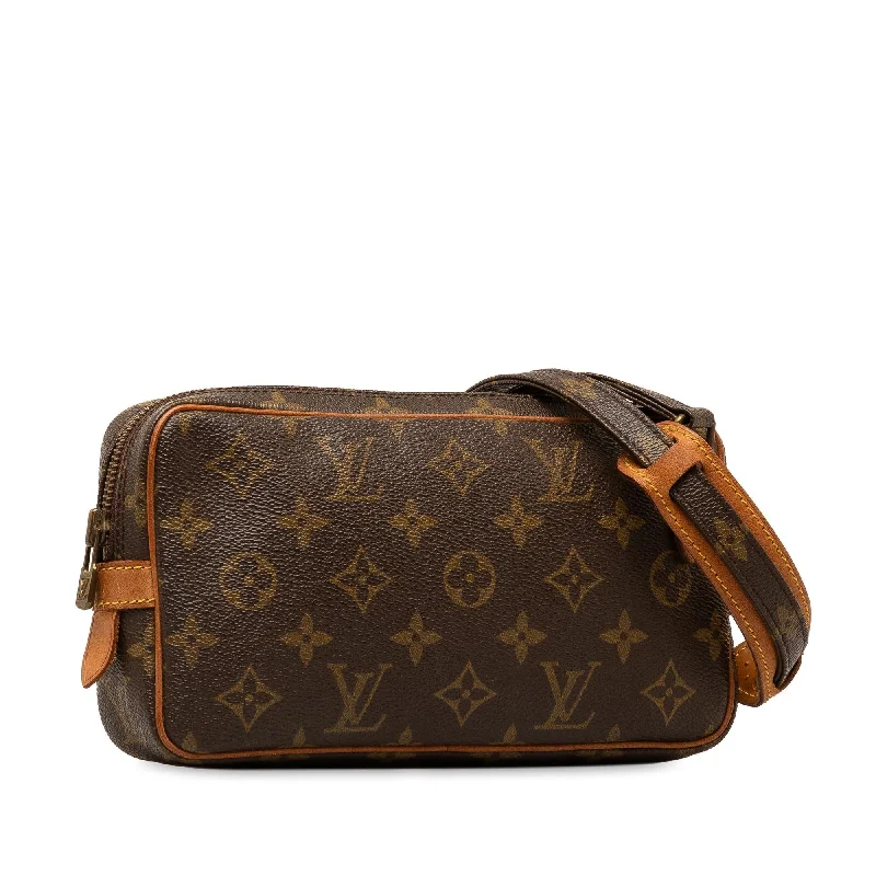 Ladies Louis Vuitton Petite Malle bags with a star - shaped charm for cutenessLouis Vuitton Monogram Pochette Marly Bandouliere (hHS74W)