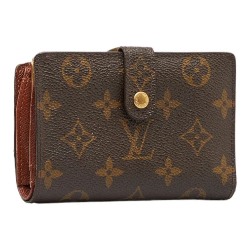 Louis Vuitton bags with a snap - button closure and a decorative charm for styleLOUIS VUITTON Monogram Viennois Bifold Wallet M61663 Brown PVC Leather Women's