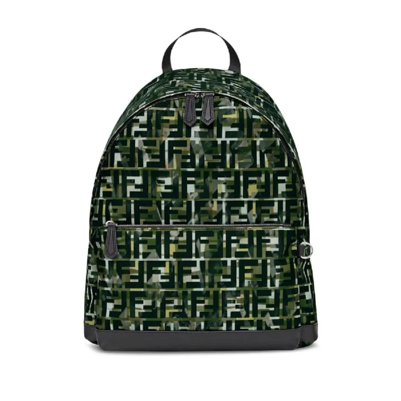 Fendi backpacks with a built - in lock for added securityFendi Unisex FF Multicolor Camouflage Backpack