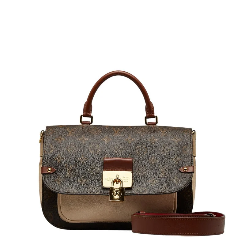 Ladies Louis Vuitton shoulder bags with a magnetic - closure flap for easeLouis Vuitton Monogram Vocal Handbag 2WAY M44353 Brown White Leather  Louis Vuitton