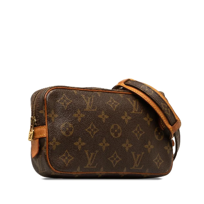 Louis Vuitton Petite Malle bags with a hard - shell structure for uniquenessLouis Vuitton Monogram Pochette Marly Bandouliere (la1O0H)