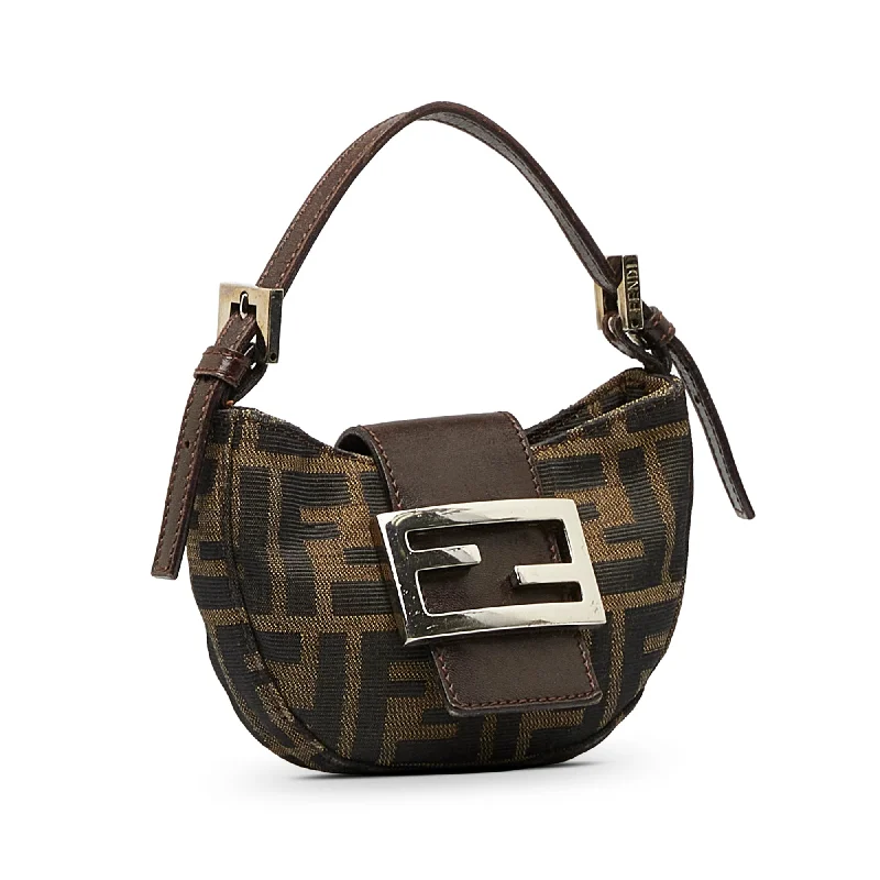 Ladies Fendi Peekaboo bags with a hand - stitched leather handle for artisanal charmFENDI Mini Zucca Croissant Baguette