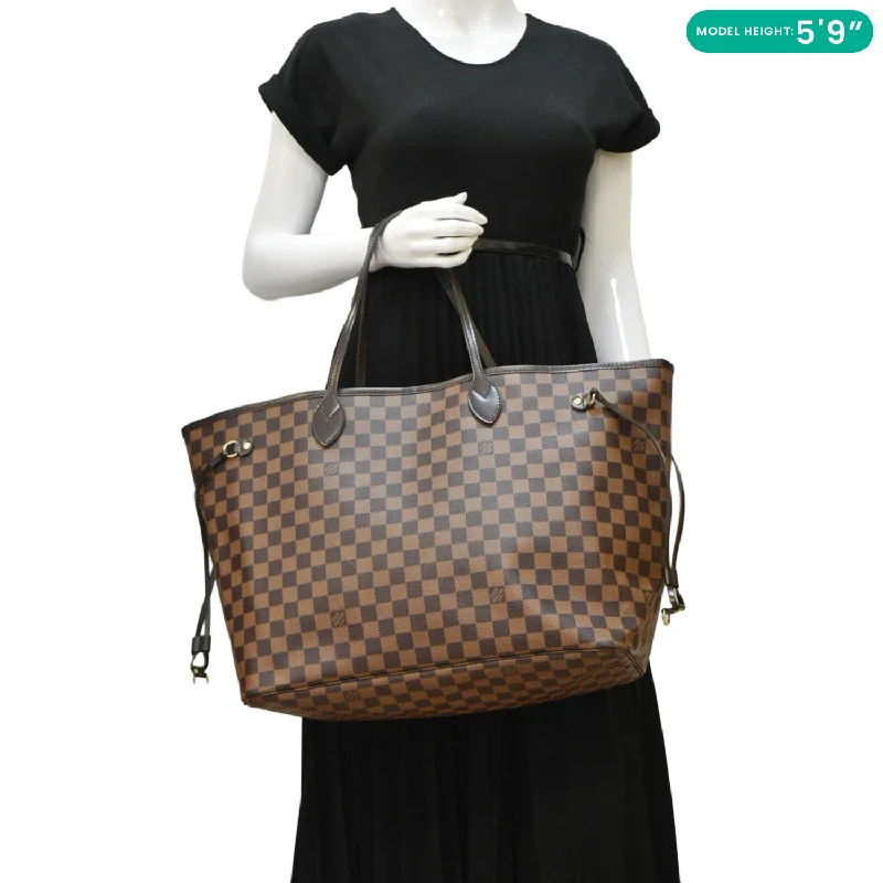 Louis Vuitton handbags with a patent - leather finish for a shiny lookLOUIS VUITTON Neverfull GM Damier Ebene Tote Shoulder Bag Brown