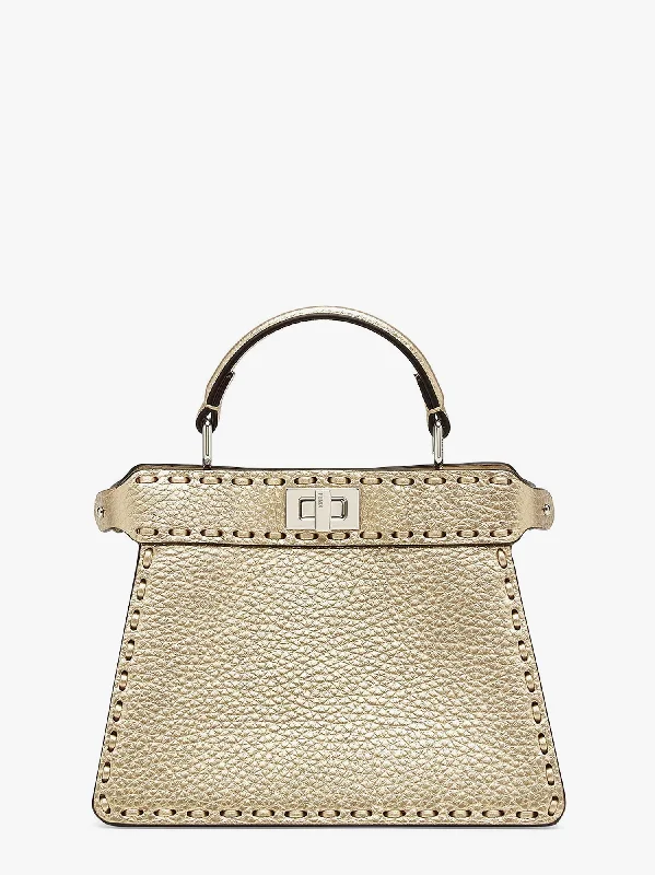 Fendi tote bags with a printed Fendi logo on the front for high brand visibilityFendi Women Fendi Gold Handbags