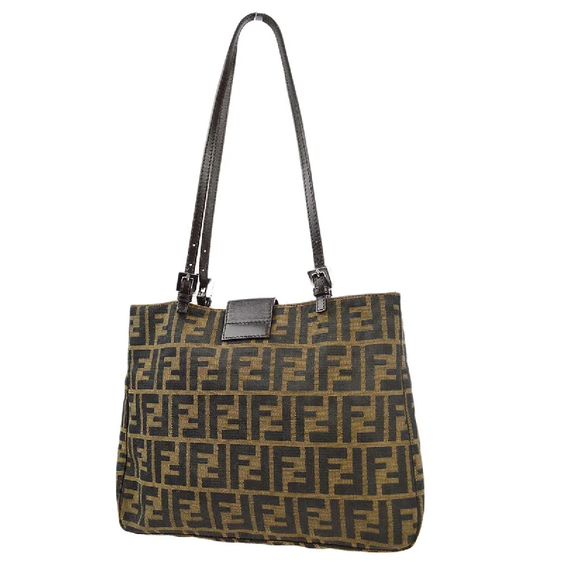 Fendi tote bags with a reinforced bottom for increased durabilityFendi Brown Zucca Tote Handbag