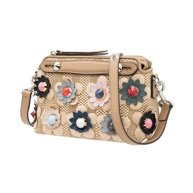 Fendi handbags with a glow - in - the - dark FF logo for a fun and unique featureFENDI Mini Flowerland By The Way Straw Satchel