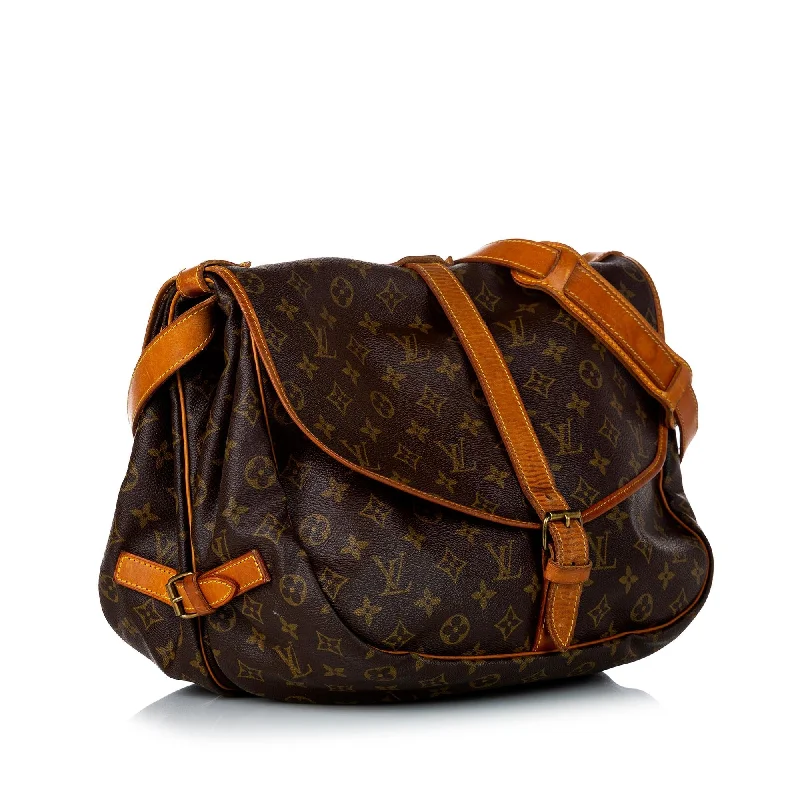 Louis Vuitton bags with a front - zip pocket for small items like keysLouis Vuitton Monogram Saumur 35 (30609)