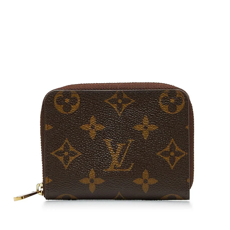 Ladies Louis Vuitton shoulder bags with a wide - width strap for comfortLouis Vuitton Monogram Zippe Coinpass Coincase M60067 Brown PVC Leather  Louis Vuitton