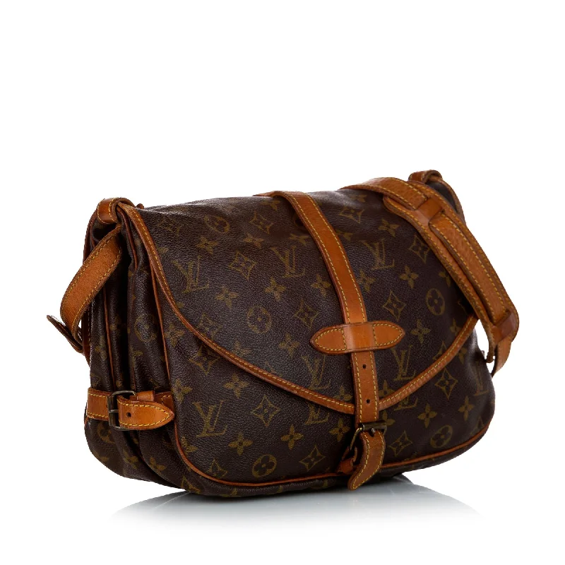 Louis Vuitton handbags with a back - zip pocket for storing valuablesLouis Vuitton Monogram Saumur 25 (34635)