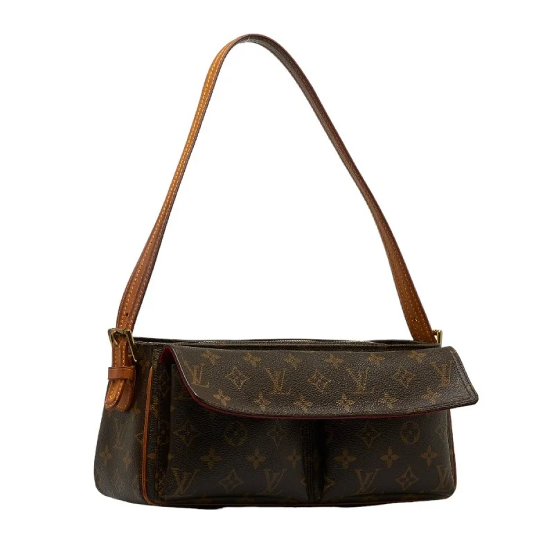 Louis Vuitton tote bags with a water - resistant coating for outdoor useLOUIS VUITTON Monogram Vivacite MM Shoulder Bag M51164 Brown PVC Leather Women's