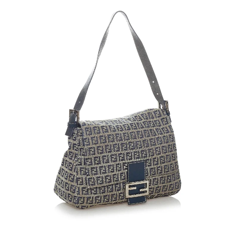 Fendi bags with a detachable makeup pouch inside for beauty - conscious usersFendi Zucchino Mamma Forever Canvas Shoulder Bag (SHG-32862)