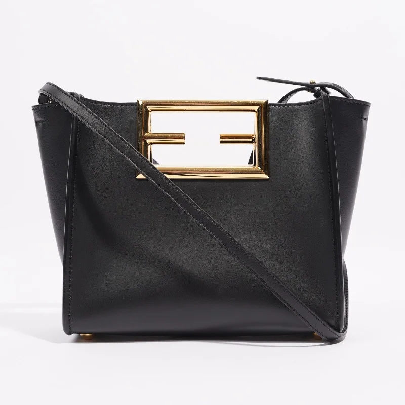 Fendi bags with a detachable camera holder for photography enthusiastsFendi Way Tote Black Leather Small