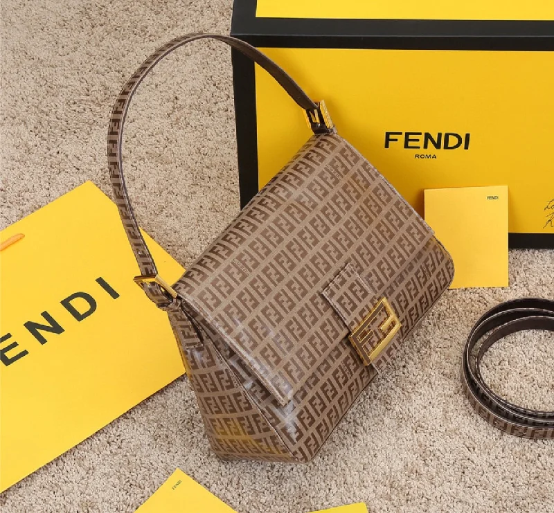 Fendi bags with a front - flap pocket and a turnlock for a classic and elegant aestheticNew Fendi woman shoulder handbag