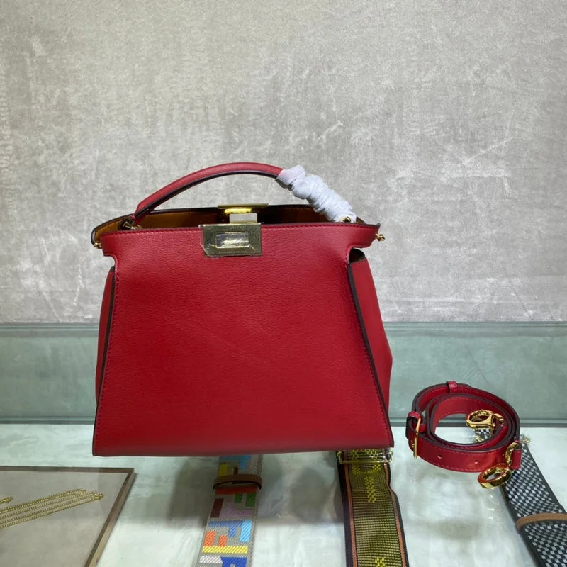 Medium - sized Fendi shoulder bags in rich, deep colors like burgundy for a sophisticated appearanceWF - Fendi Bags - 273