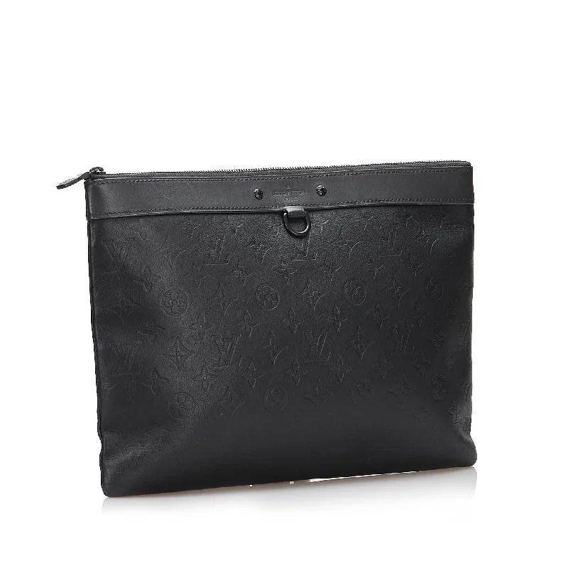 Louis Vuitton bags with a front - flap pocket for quick - access itemsLouis Vuitton Monogram Shadow Discovery Pochette (rQKxIP)