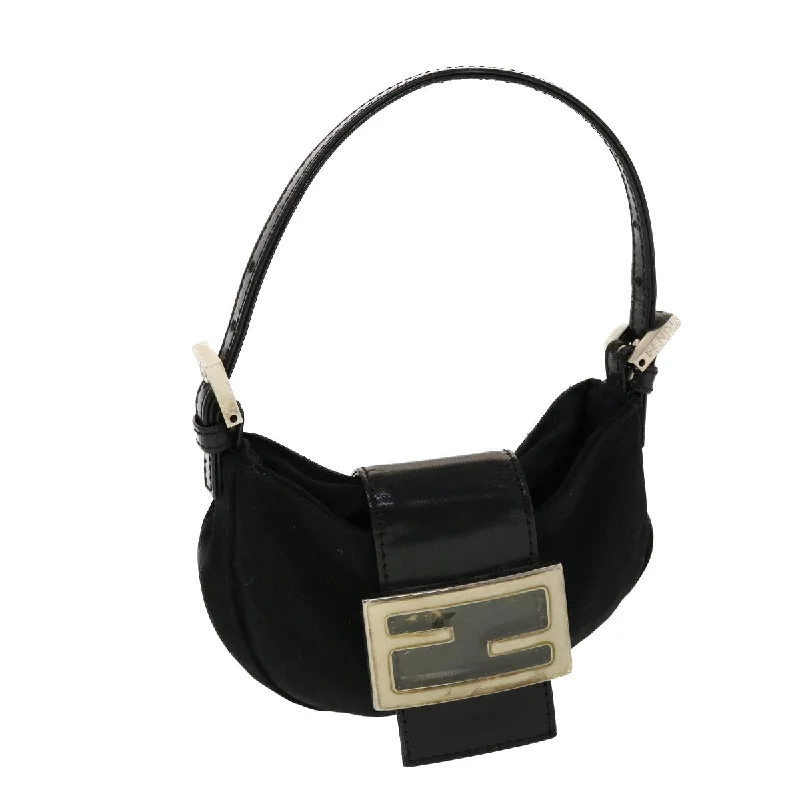 Ladies Fendi crossbody bags with a wide - width strap for enhanced comfort during long - term useFENDI Mini Mamma Baguette Pouch Nylon Leather Black  45284