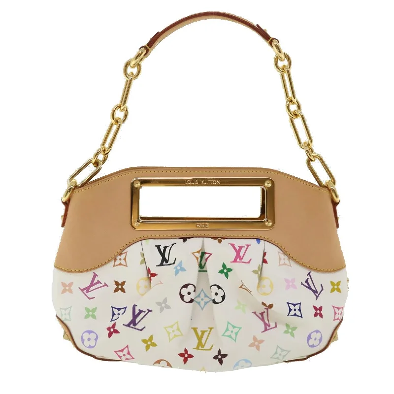 Ladies Louis Vuitton Capucines bags with gold - toned hardwareLOUIS VUITTON Multicolor Chain Judy PM Shoulder Bag White M40257 LV Auth cl213