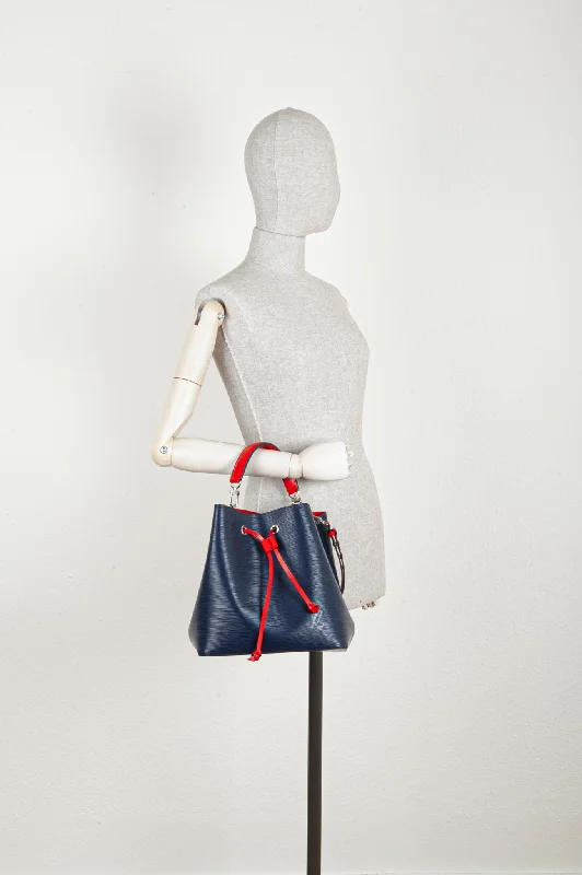 Louis Vuitton handbags with a back - zip pocket for storing valuablesLOUIS VUITTON Néonoé Epi Indigo and Red