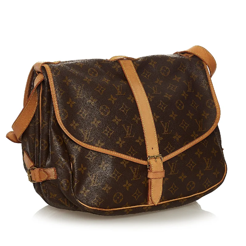 Louis Vuitton tote bags with a spacious interior and multiple pocketsLouis Vuitton Monogram Saumur 35 (34374)