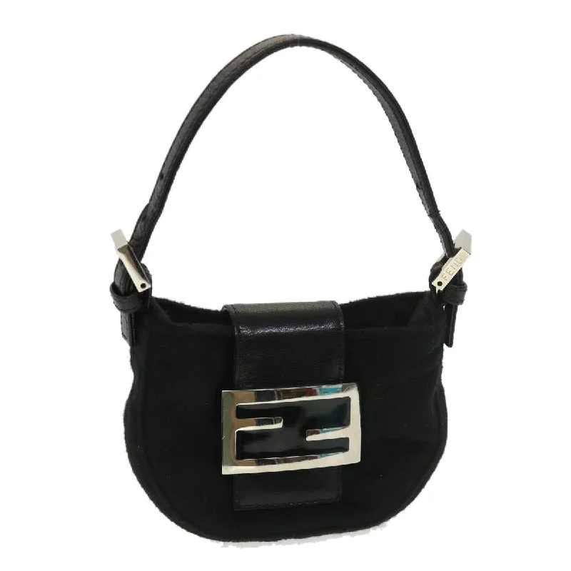 Fendi By The Way bags with a detachable pouch for separating small itemsFENDI Mini Mamma Baguette Shoulder Bag Wool Black  39065