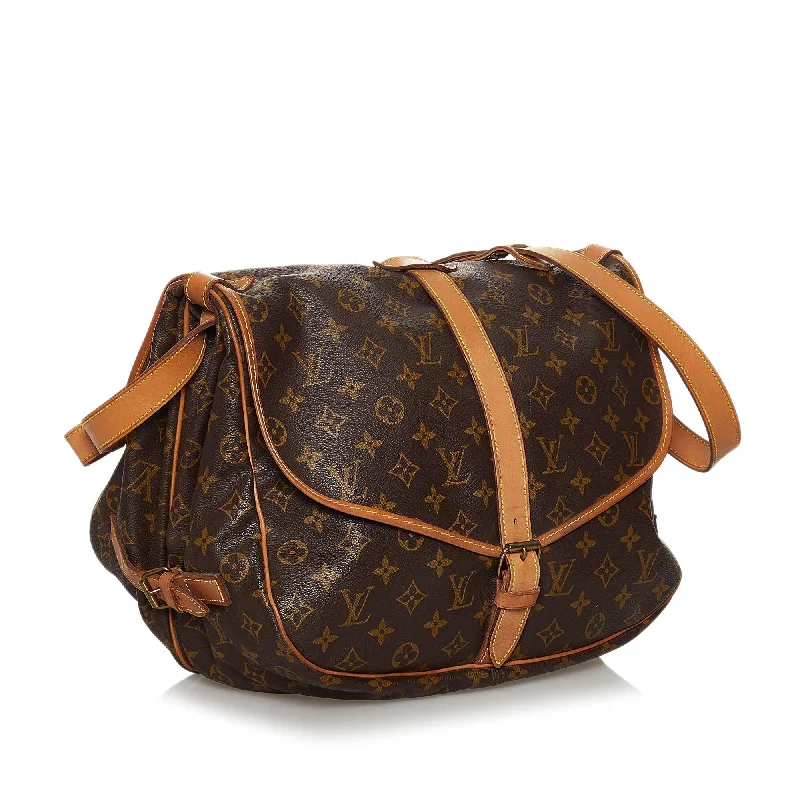 Louis Vuitton bags with a detachable mirror inside for on - the - go touch - upsLouis Vuitton Monogram Saumur 35 (29834)