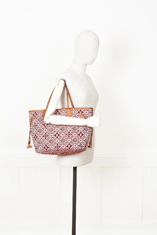 Louis Vuitton tote bags with a printed LV logo on the front for brand visibilityLOUIS VUITTON Neverfull MM 1854 Jacquard