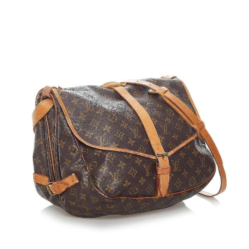 Louis Vuitton crossbody bags with a woven leather strap for textureLouis Vuitton Monogram Saumur 35 (31134)