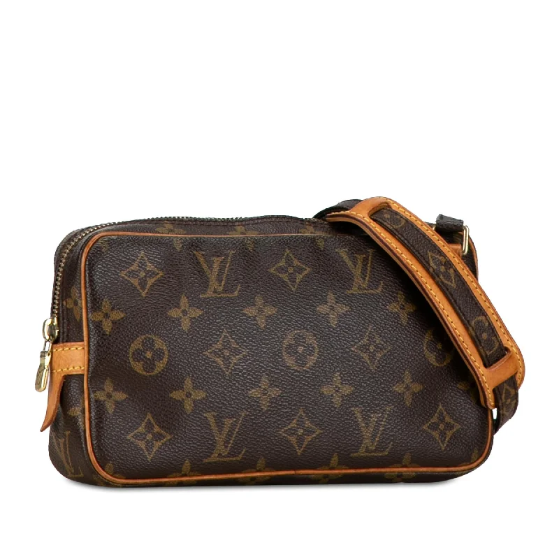 Louis Vuitton handbags with a beaded trim for a touch of glamourLouis Vuitton Monogram Pochette Marly Bandouliere (a081dv)