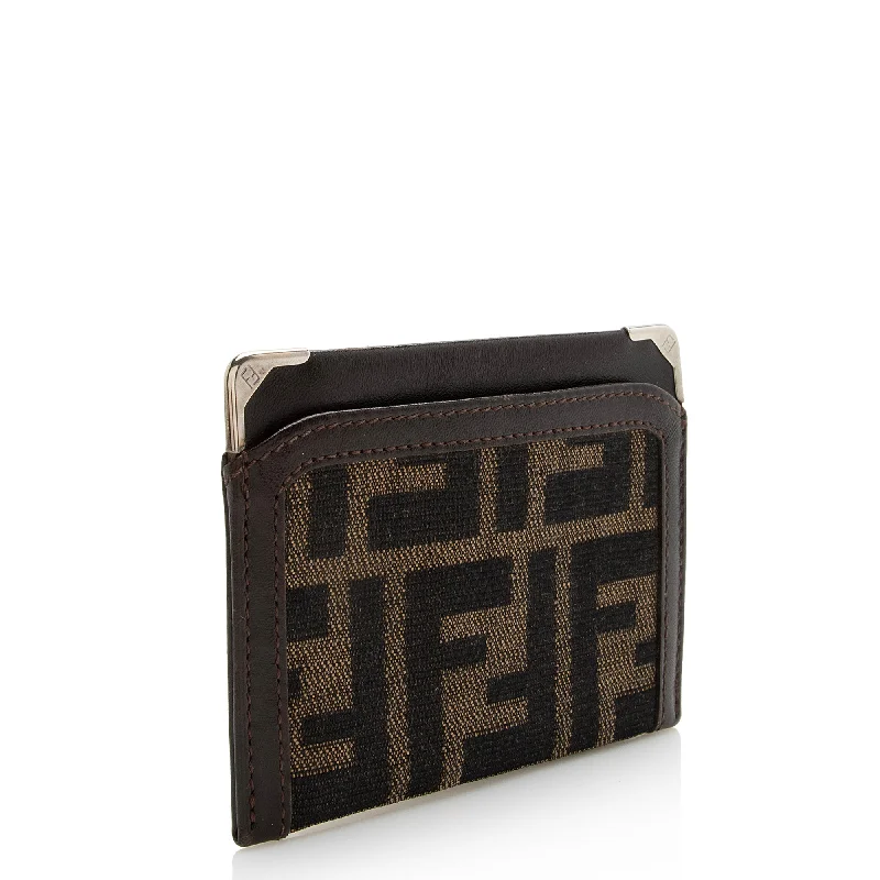 Ladies Fendi shoulder bags with a tassel - decorated zipper for added charm and styleFendi Vintage Zucca Card Case (SHF-22335)