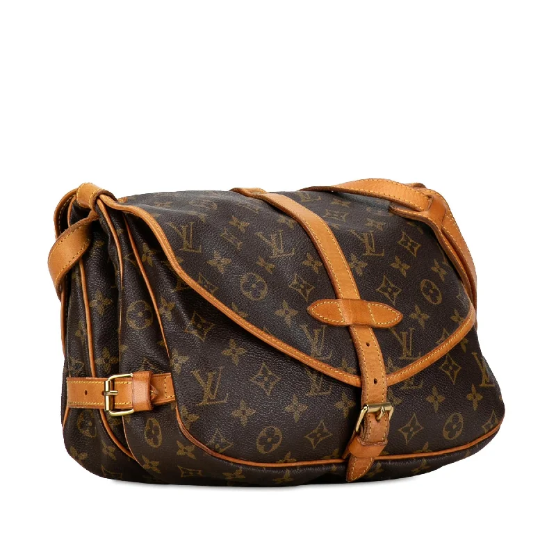 Louis Vuitton bags with a snap - button closure and a decorative charm for styleLouis Vuitton Monogram Saumur 30 (8qa5AS)