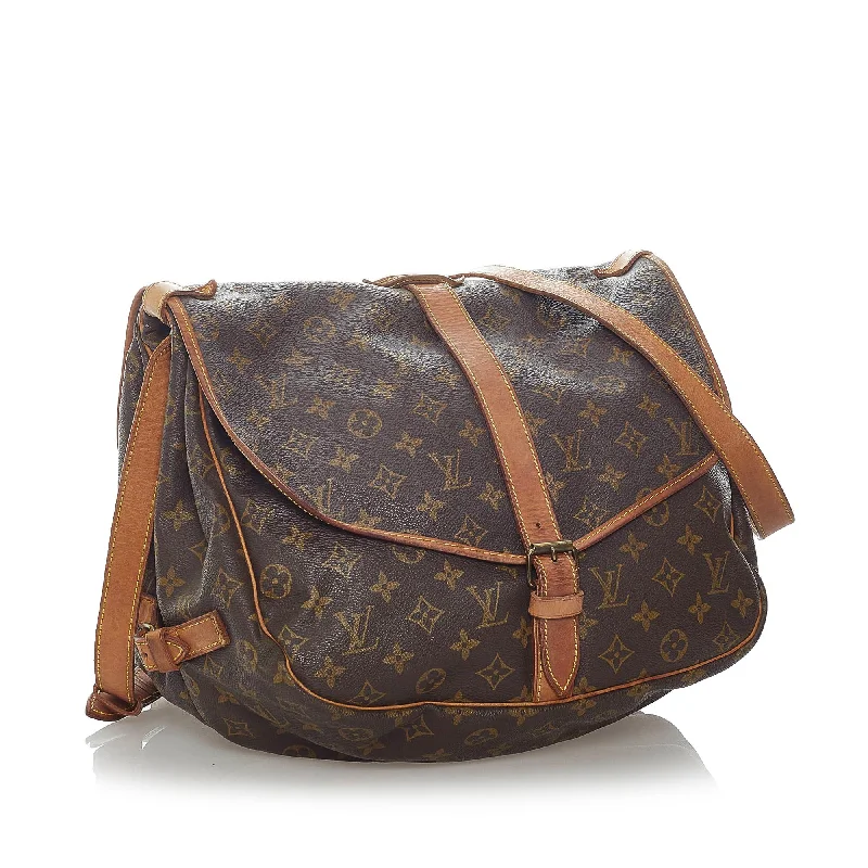 Louis Vuitton bags with a snap - button closure and a decorative charm for styleLouis Vuitton Monogram Saumur 35 (31895)