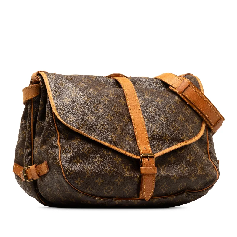 Louis Vuitton bags with a front - zip pocket for small items like keysLouis Vuitton Monogram Saumur 35 (PH1kSZ)