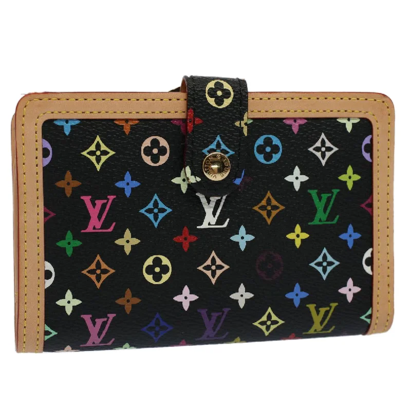 Louis Vuitton Alma bags with a monogram - embossed leather surfaceLOUIS VUITTON Multicolor Portefeuille Viennois Wallet Black M92988 Auth yk8270