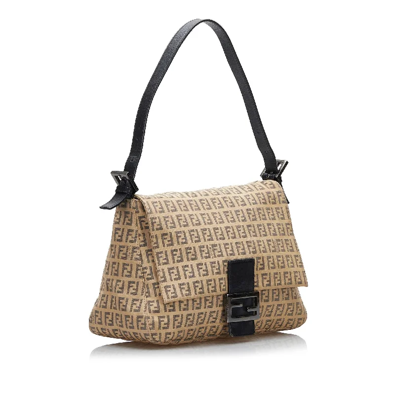 Fendi bags with a touch - screen - friendly pocket for using devices without taking them outFendi Zucchino Mamma Forever Canvas Shoulder Bag (SHG-nCROSm)