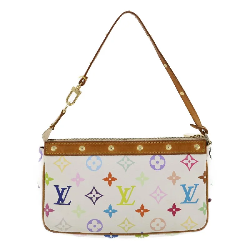 Ladies Louis Vuitton Petite Malle bags with a star - shaped charm for cutenessLOUIS VUITTON Multicolor Pochette Accessoires Pouch White M92649 LV Auth am219g