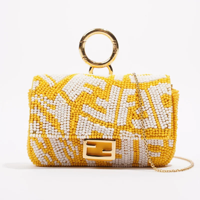 Fendi crossbody bags with a keychain holder for practicality and easy access to keysFendi Vertigo Bag Yellow / White Nano